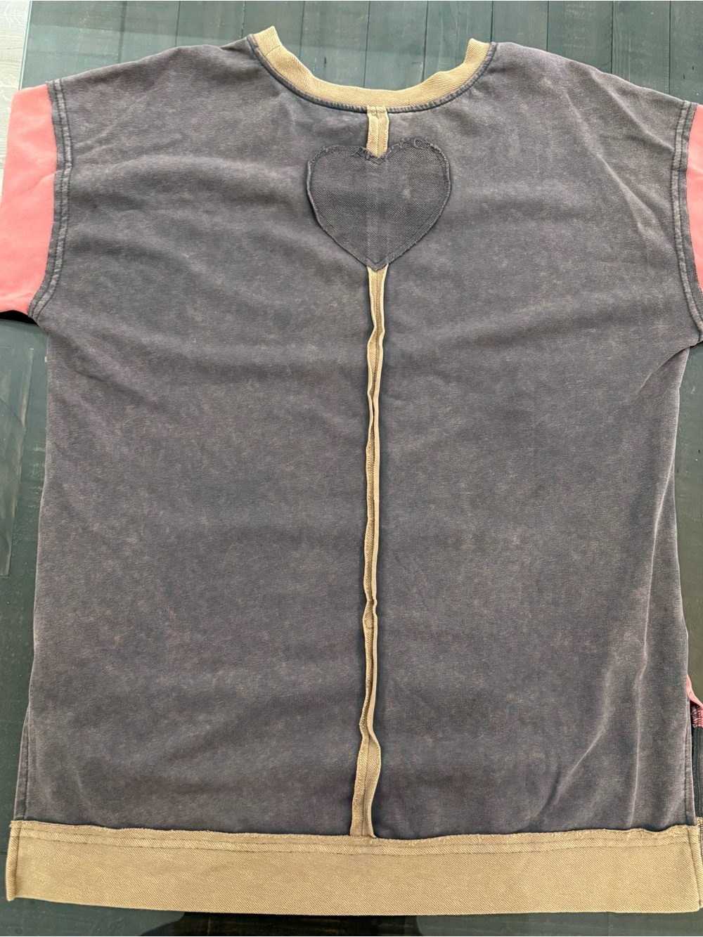 Umgee Striped Colorblock Crewneck Sweatshirt in Charcoal, Cream, Tan - Picture 2 of 3